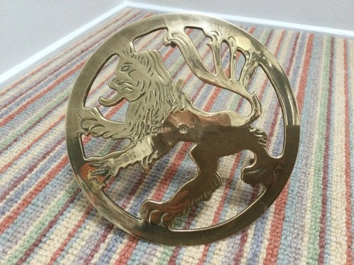 Antique victorian brass trivet - antique,