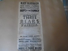 1854 Antique Theatre Royal Haymarket Playbill Goldilocks & The Three Bears Panto