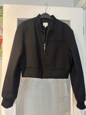 H&M Ladies Black Cropped Jacket. Bomber. Size Medium