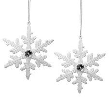 Christmas Tree Decoration Glitter Snowflakes with Gem 14cm - Choose Colour/Qty