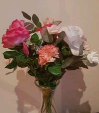 job lot vintage silky faux flowers With Stems And smaller Random Bits