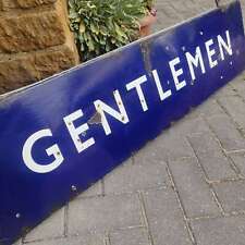 Antique Victorian probably early 1900s blue enamel gentlemen train station sign