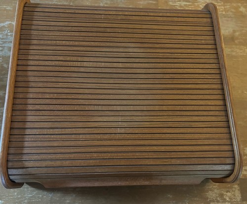 Vtg teak wood tambour door - wood,