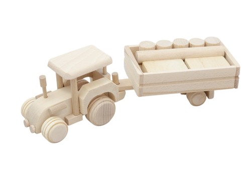 Wooden tractor with - wooden, +