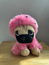 PAWS Pink/Stars Fluffy Pug Dog Plush Teddy (approx 6”)