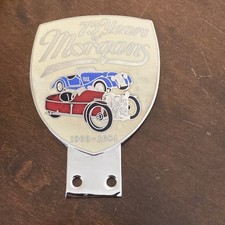 Morgan Car Badge, Chrome Enamelled Grille Badge of 75 Years of Morgans 1984