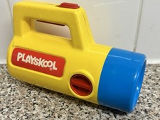 Vintage 1986 playskool Toy Flashlight Yellow Red Green torch Working train l