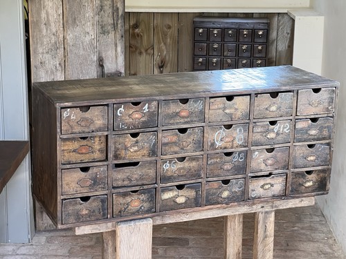 Vintage french wooden bank - vintage, of