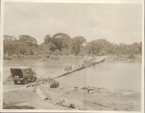 Military pontoon bridge - bridge, river
