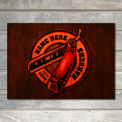 Personalised barber shop - barber, metal