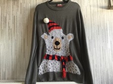 Unisex Grey Christmas Jumper Size Large
