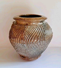 Unusual JOHN CALVER Studio Pottery Vase with Combed Surface