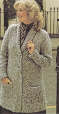 Knitting Pattern Ladies Shawl Collar Coat / Jacket Chanson Yarn Big Sizes 38-50
