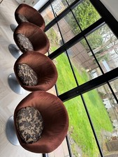 retro round brown velvet swivel chairs x2. 2 Lots of 2 available if wanted.