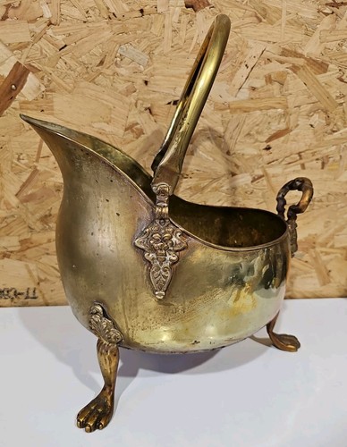 Vintage brass coal bucket - brass,