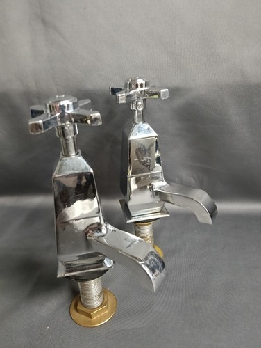 Art deco basin taps - deco, chrome