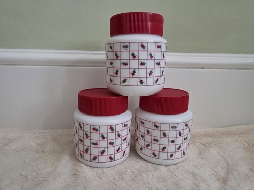 Milk glass jars red arcopal - milk,