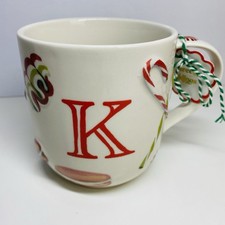Anthropologie Christmas Letter K Embossed Large Mug - New