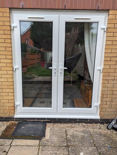 White upvc french doors - french, 1490mm