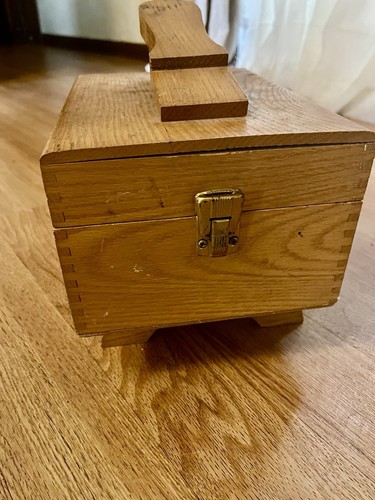 Vtg oak wood shoe shine - wood, box