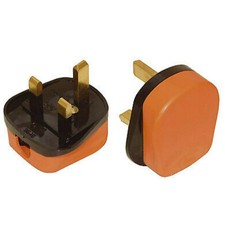 Impact Resistant 3 Pin UK Plug Top (Colour Orange) 13A Amp Electric Power Socket