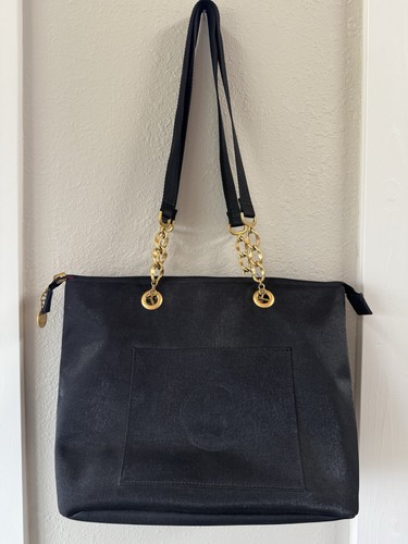 Vintage black handbag gold - cb,