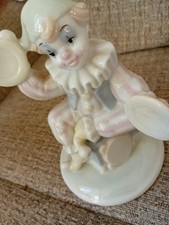 Vintage Ceramic Porcelain Style Clown Figurine With Cymbals Valentino Collection