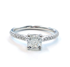 Diamond Engagement Ring Platinum 1.14ct Natural GIA Certified Cushion Cut Size O