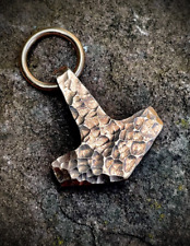 Handmade Solid Hammered Bronze Mjolnir, Thors Hammer Pendant