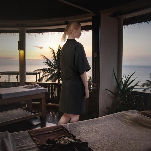 Black spa salon robe - black,