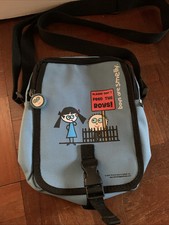 Vtg David & Goliath Blue ,small canvas messenger bag, Boys are Smelly. 8x6”