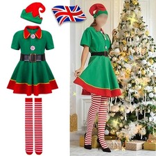 Womens Ladies Girls Elf Costume Christmas Fancy Dress Xmas Santa Helper Outfits