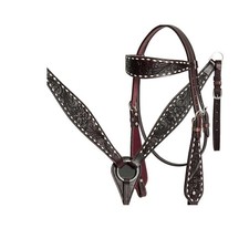 Western Saddle Horse Headstall Bridle Breast Collar Reins Leather Tack Set .