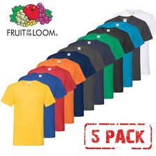 5 PACK Fruit of the Loom Mens V Neck T-Shirt Plain Casual Work Cotton Tee Top
