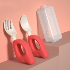Baby Spoon&Fork Toddler Utensils Self Feeding Training Cutlery Case BPA-Free UK