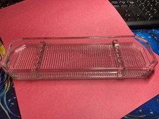 Vintage Desktop Pressed Glass Pen Tray, Art Deco, Wood Brothers Made in England