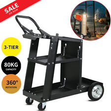 3-Tier Trolley Welding Cart with Chains MIG TIG Welders Welding Trolley Black UK