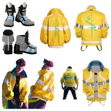 David Martinez Cosplay Costume Yellow Jacket Halloween party Coat /Boots Shoes