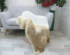 SHEEPSKIN RUG BRITISH HERDWICK REAL SOFT DENSE FUR SKIN NATURAL CHAIR COVER J396