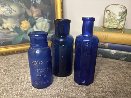 Three cobalt blue - , antique