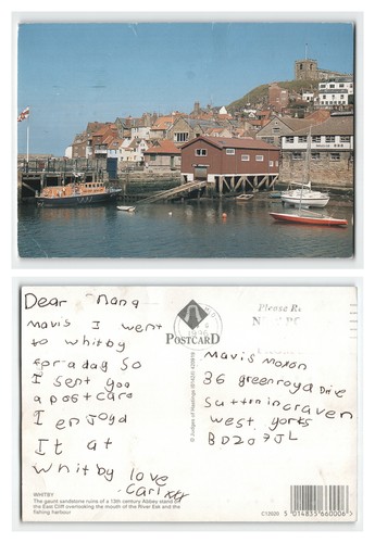 Postcard whitby harbour and - -,