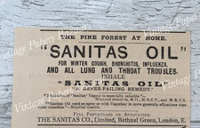 Sanitas Oil London Vaporiser Pine Inhalation antique 1890 small print advert