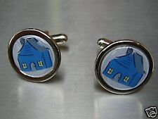ESTATE AGENTS HOUSE NEW CHROME FINISH CUFFLINKS