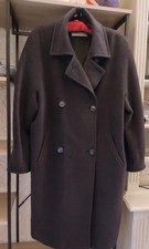 Max Mara Coat Very Good Condition 14 Slate blue/Grey 100% Virgin Wool Raglan.