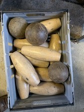 Traditional Pub Skittles - 9 Pins In Good Condition Plus 3 Wooden Balls.