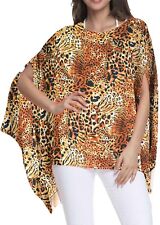 Ladies Tiger Print Poncho Kaftan Top One Size Fits Sizes 10 To 30