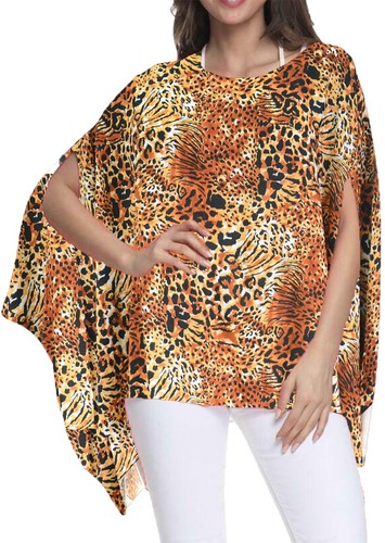 Ladies tiger print poncho - ladies,
