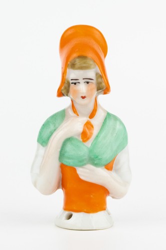 Porcelain half doll pin - half,
