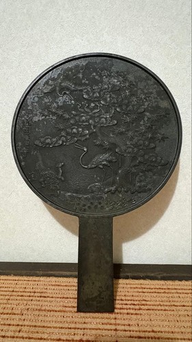 Japanese edo bronze mirror - bronze,