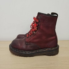 Dr Martens Vintage 1460 Bex Red Cherry Leather Ankle Chunky England Boots Uk 4